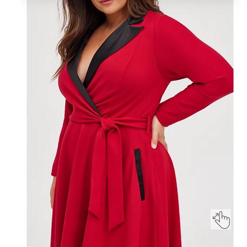 🔥Torrid Tuxedo Dress Red w/Satin Detail